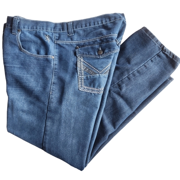English Laundry Lion's Crest Mens Blue Denim 5 Pocketed Stretchy Jeans  46X32 - Picture 8 of 13
